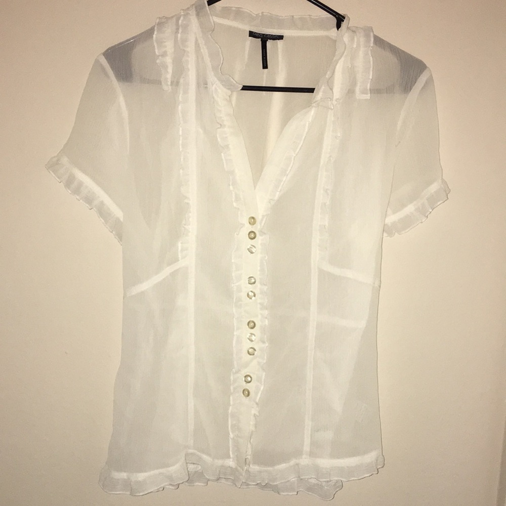 Sheer White Blouse Button Up